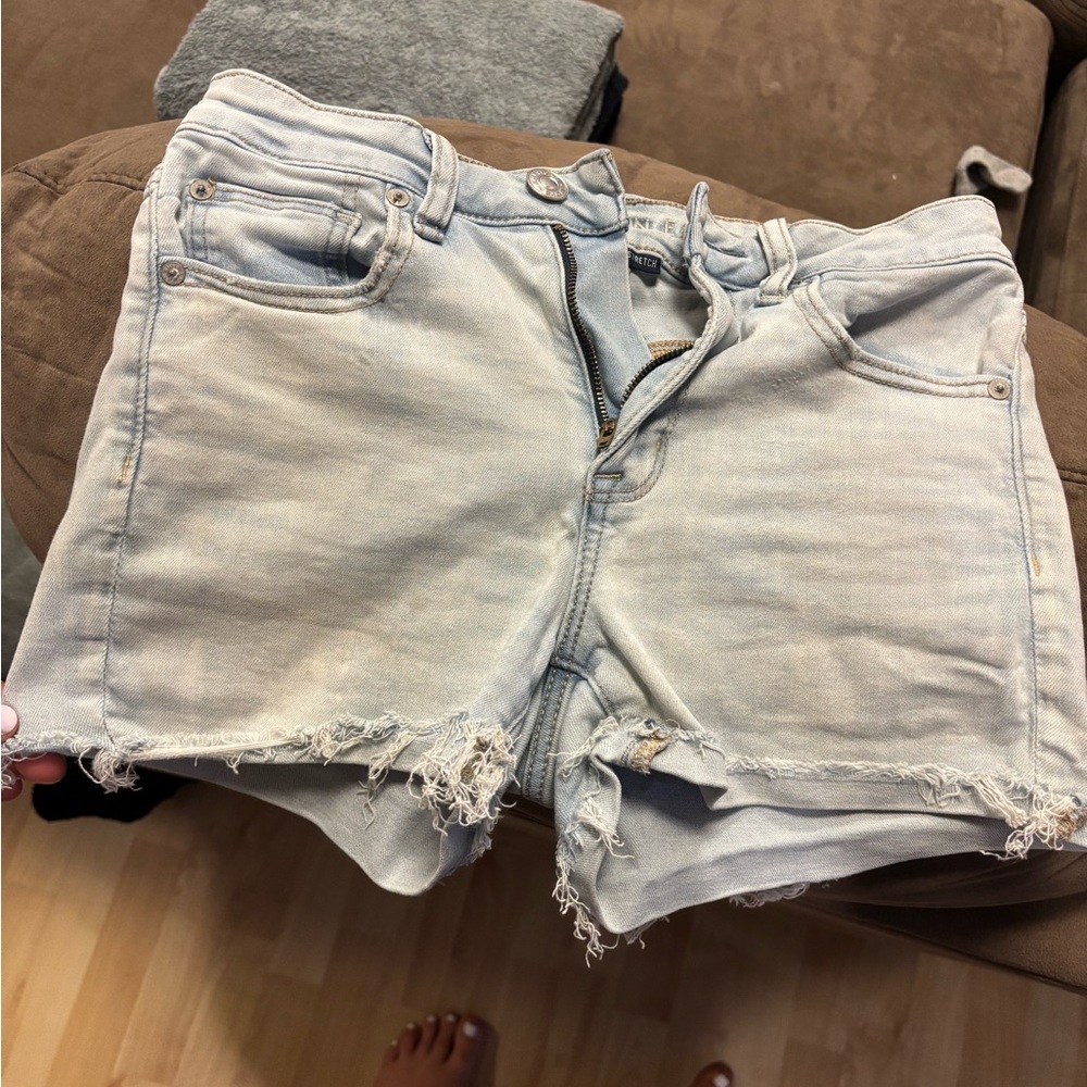 American Eagle Outfitters Light Wash Frayed Jean Shorts